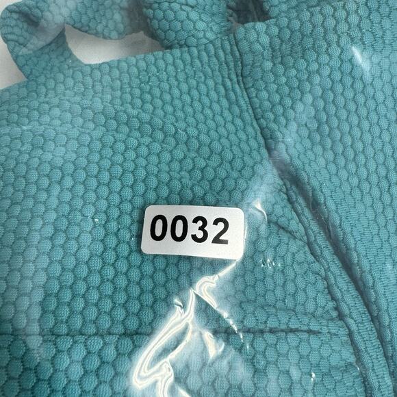 Draper James Bikini Top Halter Neck Tie Built-In-Bra Size Medium Teal Green - Picture 7 of 7